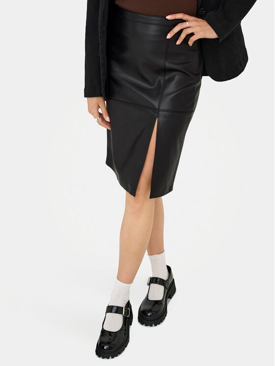 ONLY ONLY Műbőr szoknya Oline 15315998 Fekete Slim Fit
