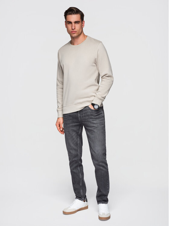 Ombre Ombre Bluza OM-SSBN-0271 Szary jasny Regular Fit