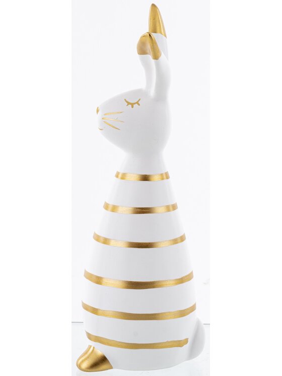 MIAhome MIAhome Figurka królik dolomitowy w złote paski 26x10x9 cm Kolorowy