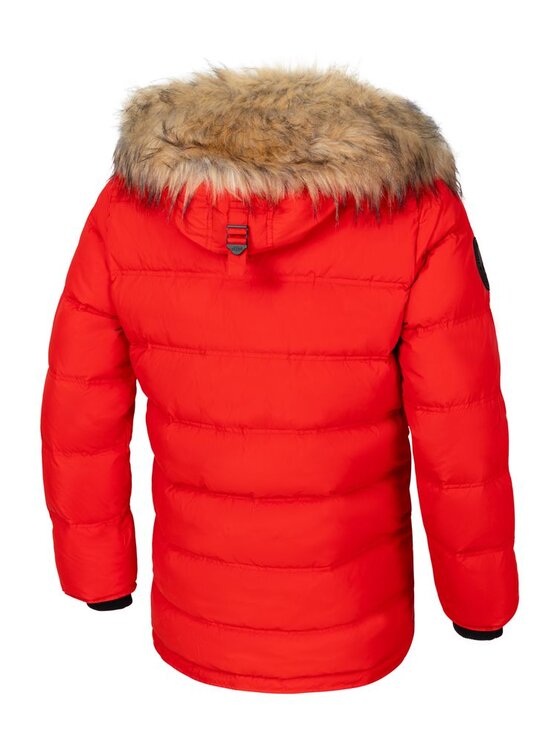 PITBULL PITBULL Kurtka zimowa parka męska z kapturem Kingston XS Czerwony Regular Fit