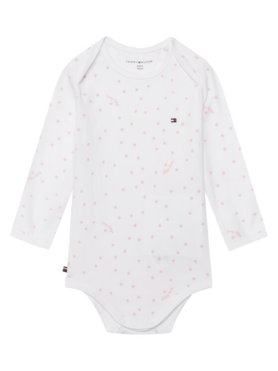 Tommy Hilfiger Tommy Hilfiger Vaikiškų bodžių komplektas 3 Pack Seasonal Body Ls Giftbox KN0KN02254 Šviesiai rožinė
