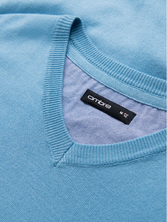 Ombre Ombre Sweter OM-SWBS-0107 Niebieski Regular Fit
