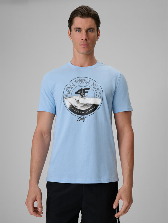 4F 4F T-Shirt CATCH THE WAVE Niebieski jasny Regular Fit