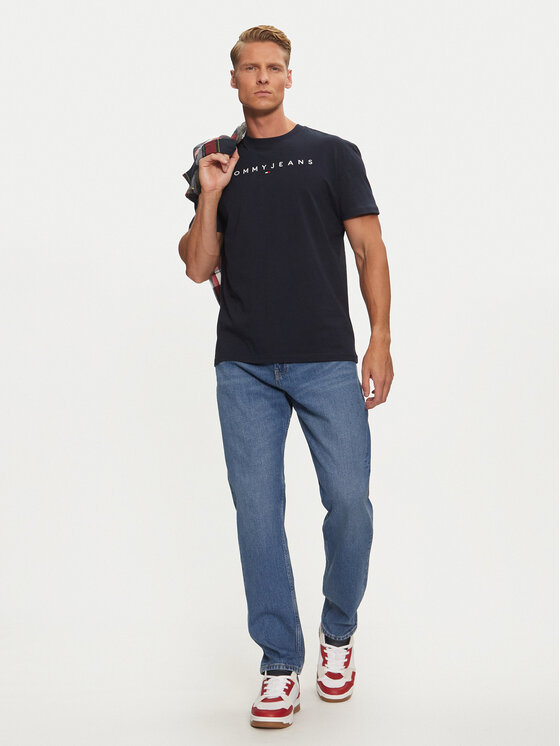 Tommy Jeans Tommy Jeans T-krekls Linear Logo DM0DM20744 Tumši zils Regular Fit