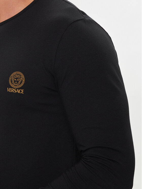 Versace Versace Majica dugih rukava AUU01007 1A10011 Crna Regular Fit