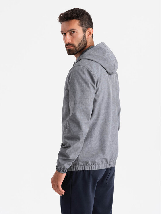 Ombre Ombre Kurtka przejściowa OM-JANP-0136 Szary Regular Fit