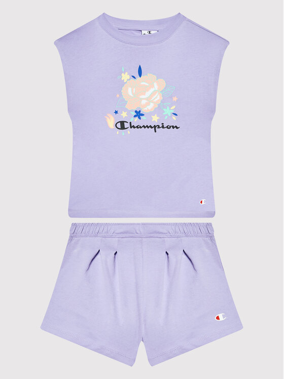 Champion Champion Набір футболка і спортивні шорти 404397 Фіолетовий Custome Fit