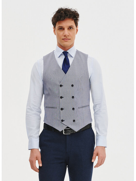 Pako Lorente Pako Lorente Kamizelka P25SF-8X-013 Granatowy Slim Fit
