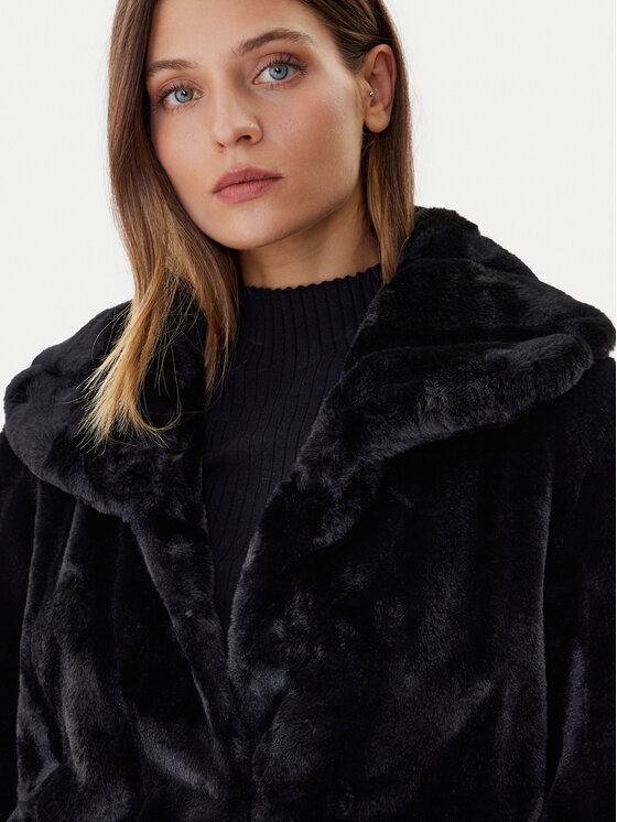 Guess Guess Кожено палто New Sophy W0BL0N WDCH0 Черен Regular Fit