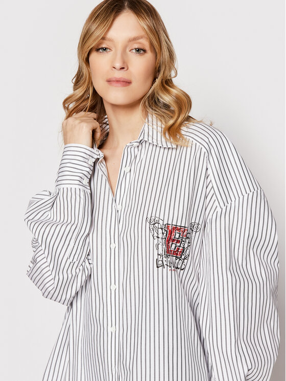 Camicia D40EK023E95 Bianco Relaxed Fit