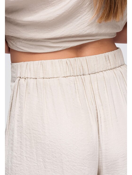 Ombre Ombre Kalhoty z materiálu OW-PA-E0012 Béžová Relaxed Fit