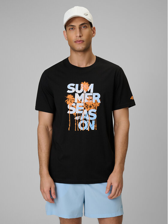 4F 4F T-Shirt BEACHWEAR Czarny Regular Fit