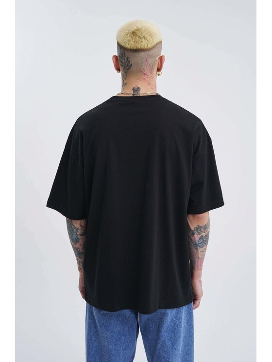 MyStars MyStars T-Shirt Koszulka Z Krótkim Rękawem Oversize Męska Czarna Machinist Dangerous M Czarny Oversize