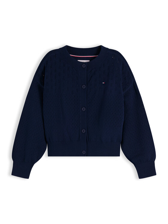 Tommy Hilfiger Tommy Hilfiger Kardigāns Pointelle KG0KG09503 Tumši zils Relaxed Fit