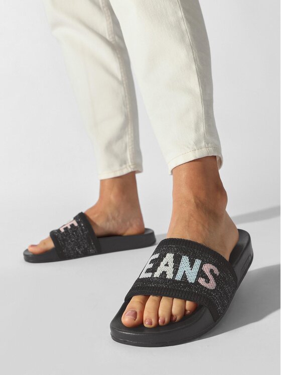 Pepe Jeans Pepe Jeans Natikače Slider Knit W PLS70128 Crna