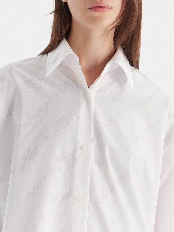 HUGO HUGO Риза Elisana_B 50548839 Бял Oversize