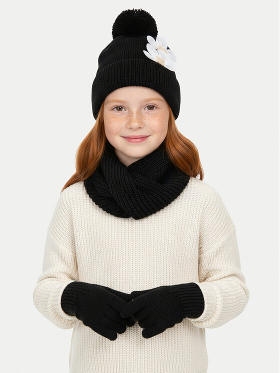 Mayoral Mayoral Komplektas: kepurė, gaubtas ir pirštinės 10071 Juoda