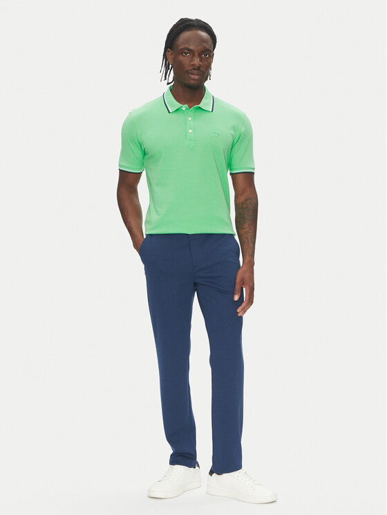 Lindbergh Lindbergh Тениска с яка и копчета 30-404010 Зелен Relaxed Fit
