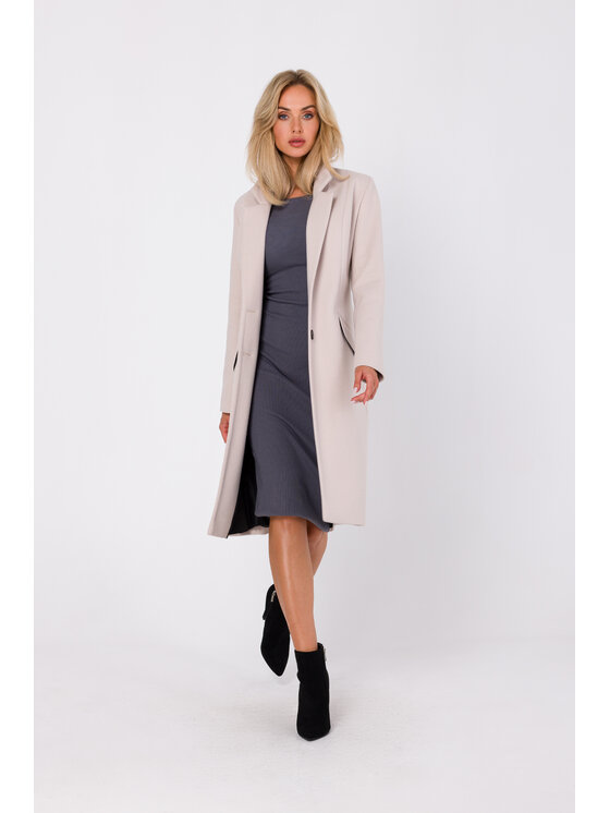 Made of Emotion Made of Emotion Kabát M758 Béžová Modern Fit