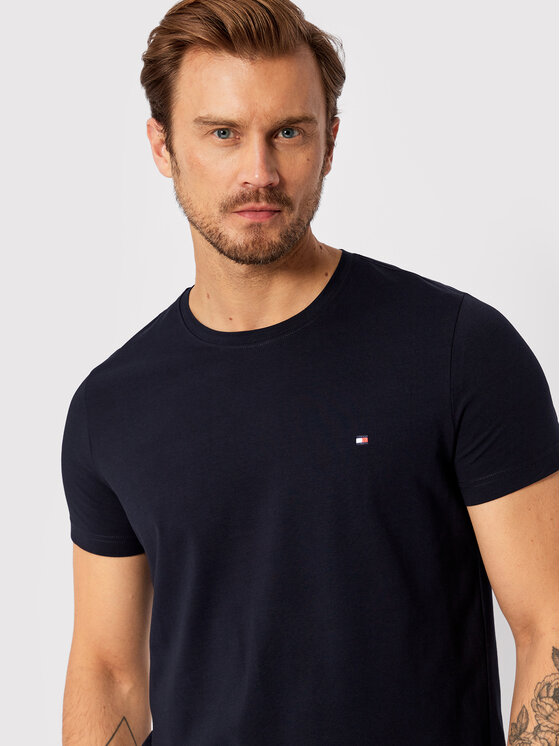 Tommy Hilfiger Tommy Hilfiger T-Shirt Core Stretch MW0MW27539 Granatowy Slim Fit