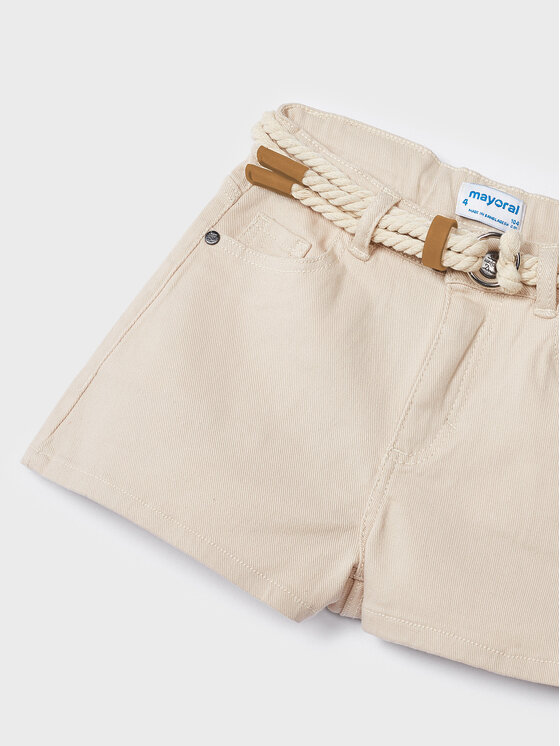 Pantaloncini Mayoral Con Cintura Per Bambina - Cotone Beige - Collezione Primavera/Estate 2023 - Foto 2
