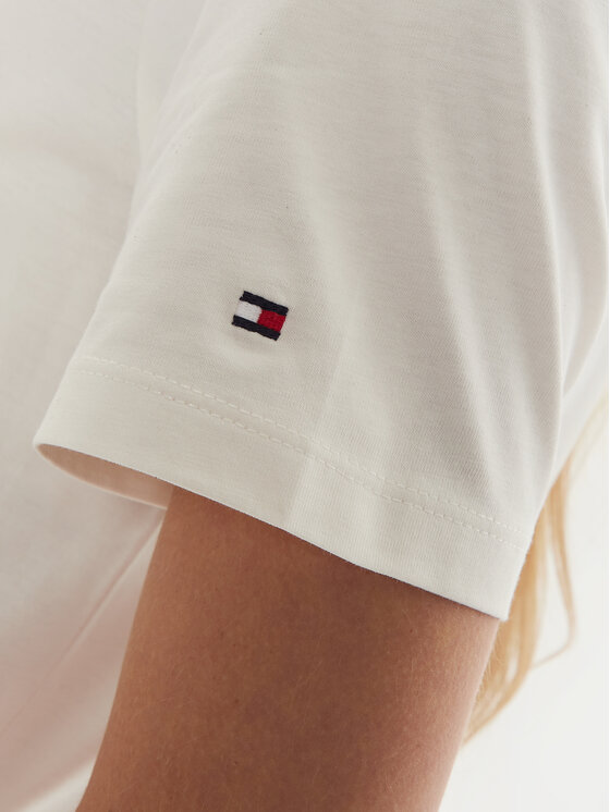 Tommy Hilfiger Tommy Hilfiger Tričko Script Graphic WW0WW43502 Écru Regular Fit