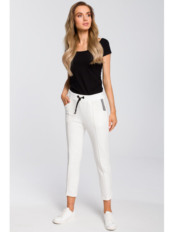 Made of Emotion Made of Emotion Pantaloni da donna M411 Bianco Custom Fit