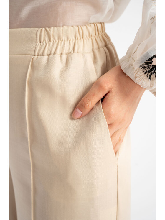 CLICK CLICK Spodnie materiałowe 30-343 Beżowy Loose Fit