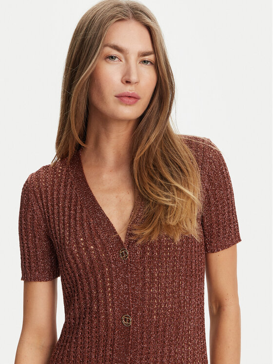 TWINSET TWINSET Úpletové šaty 251TT3190 Hnědá Slim Fit
