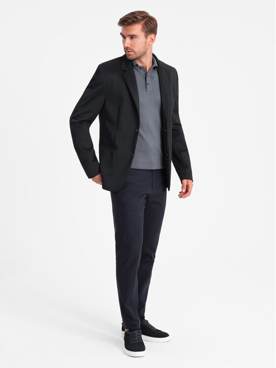 Ombre Ombre Marynarka OM-BLZB-0126 Czarny Regular Fit