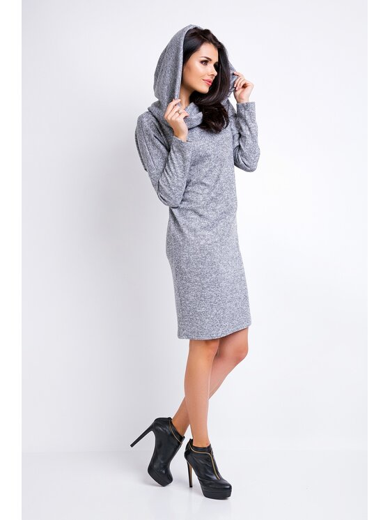 Awama Awama Úpletové šaty A161 Šedá Basic Fit
