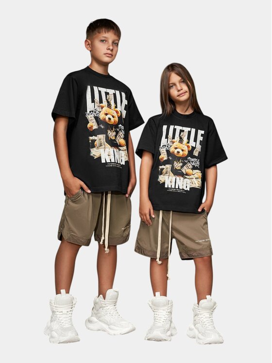 Nobrand Nobrand T-Shirt Tricou „Little King” - T36647 Czarny Basic Fit