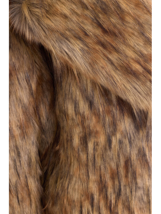 Epuzer Epuzer Kurtka przejściowa Faux fur animal print Brązowy Standard Fit