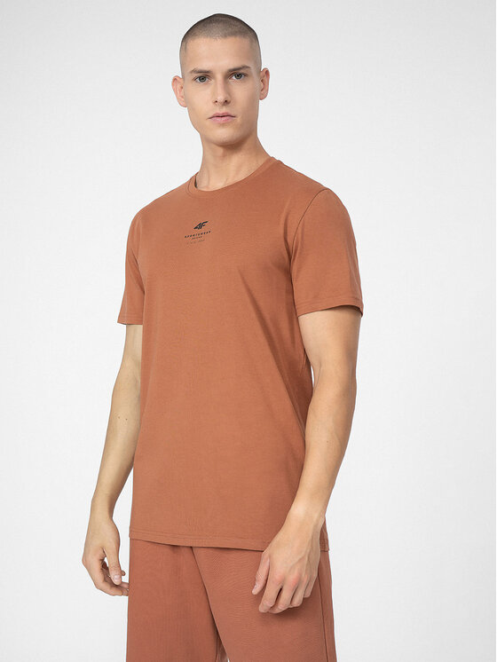 4F 4F T-Shirt 4FSS23TTSHM363 Brązowy Regular Fit
