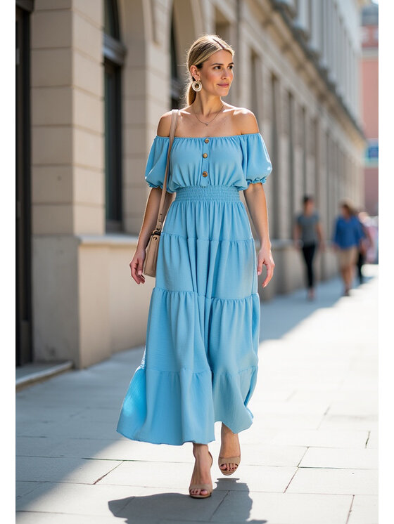 FIGL FIGL Vestito estivo M1170 Blu Flared Fit