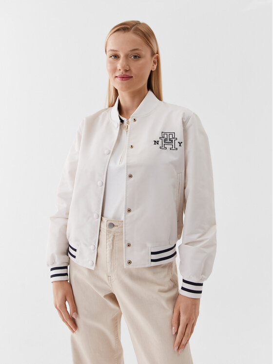 Tommy Hilfiger Tommy Hilfiger Bomber striukė Varsity WW0WW38935 Écru Regular Fit