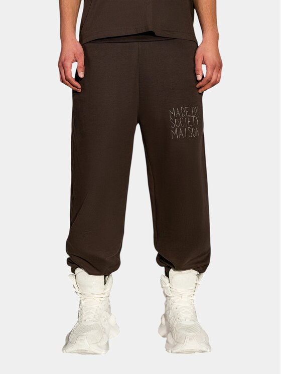 MADE BY SOCIETY MADE BY SOCIETY Spodnie materiałowe BURNT Pants - P17534 Brązowy Basic Fit