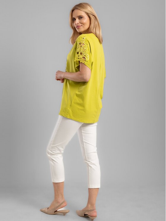 Perso Perso Tričko TCE242114F Zelená Regular Fit