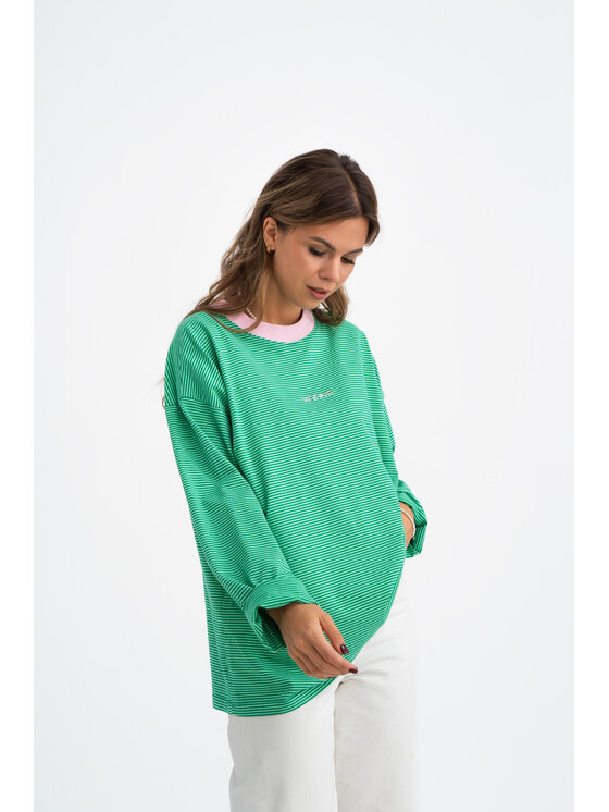 Mirons Mirons Longsleeve stripes Zielony Oversize