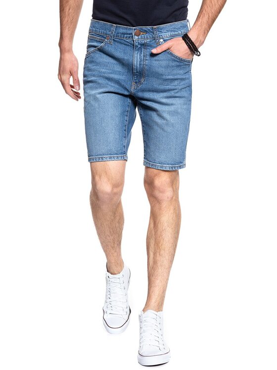 Wrangler Wrangler Szorty jeansowe 5 POCKET SHORT Niebieski Regular Fit