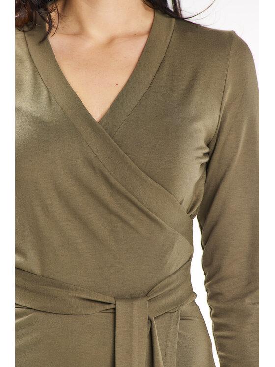 Awama Awama Sukienka letnia A653 Khaki Basic Fit