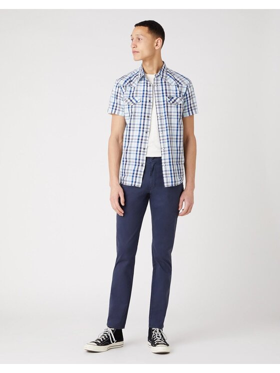 Wrangler Wrangler Spodnie materiałowe TEXAS SLIM Niebieski Slim Fit