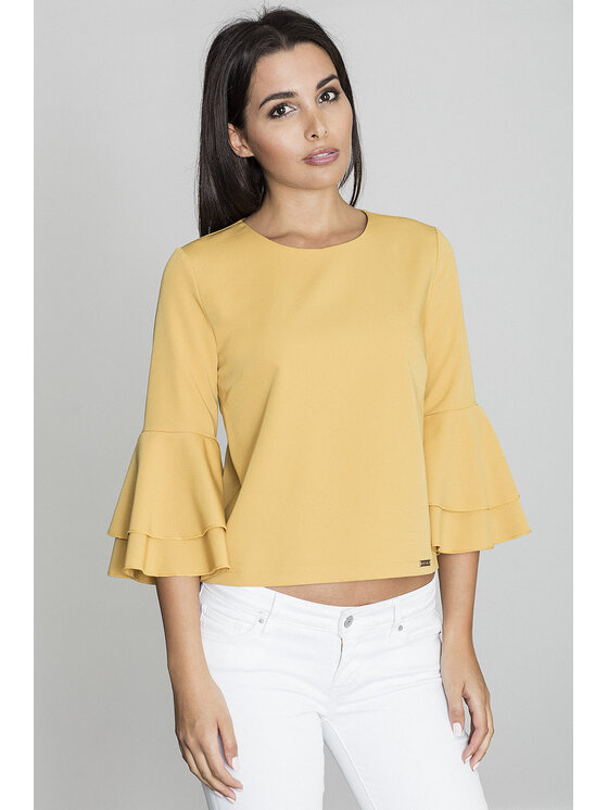 FIGL FIGL Blúzka M565 Žltá Regular Fit