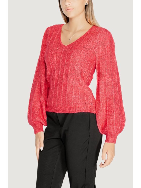 Guess Guess Sweter LS VN MADELINE TEXTURE Czerwony Regular Fit