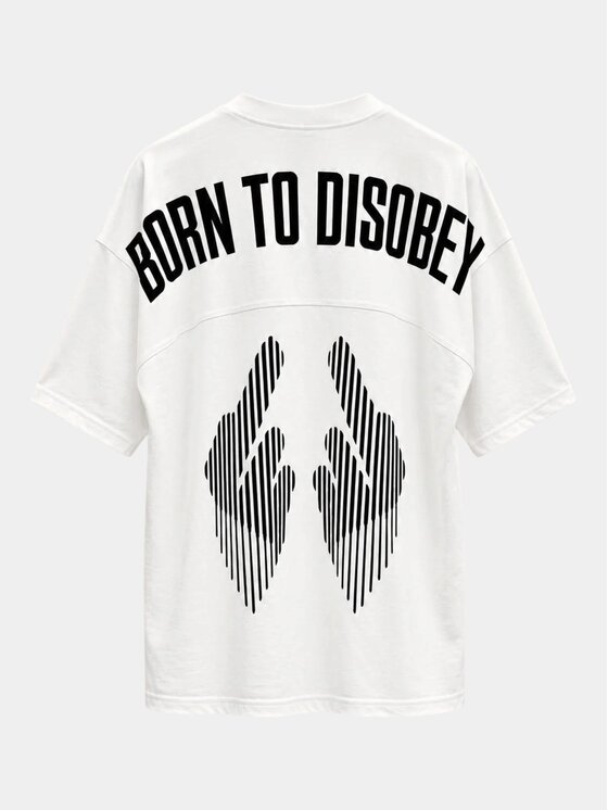 MADE BY SOCIETY MADE BY SOCIETY T-Shirt BORN TO DISOBEY - T18010 Biały Basic Fit