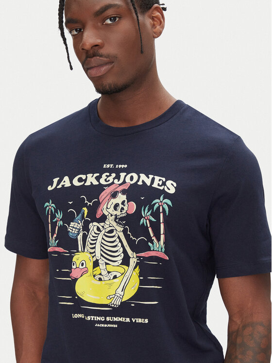Jack&Jones Jack&Jones Тишърт Eljah 12268472 Тъмносин Relaxed Fit