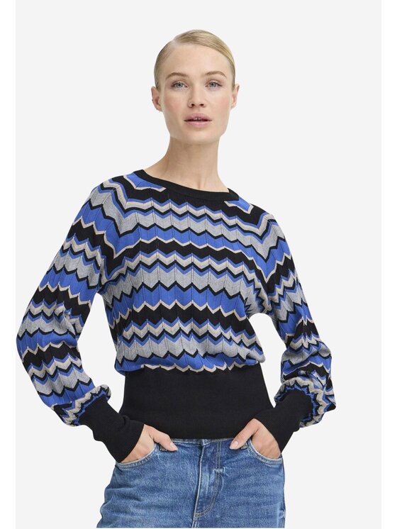 b.young b.young Maglione Maglia bymorla zigzag Blu Regular Fit