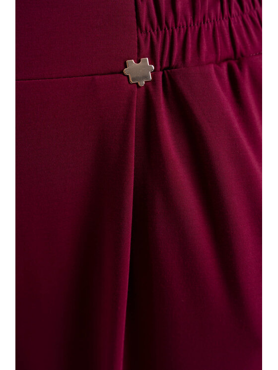 CLICK CLICK Kalhoty z materiálu 30-449 Bordó Straight Fit