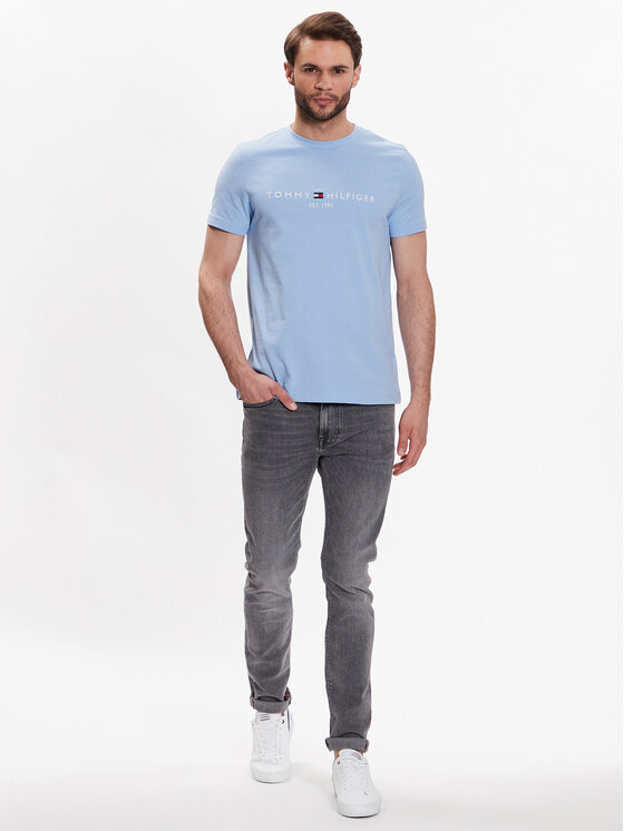 Tommy Hilfiger Tommy Hilfiger T-krekls Logo MW0MW11797 Gaiši zils Slim Fit