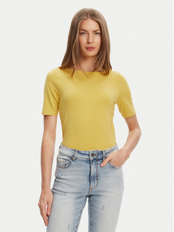 United Colors Of Benetton United Colors Of Benetton Marškinėliai 3FJHD109K Geltona Slim Fit